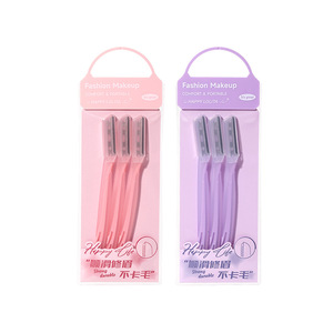 Lmltop Tondeuse à sourcils 3 pièces rose et violet en acier inoxydable avec filet de protection pour un toilettage facile - Product Image 1