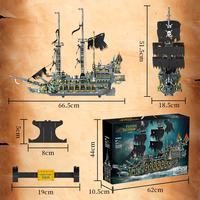 2434 pièces, modèle de bateau pirate maritime hollandais à succès, modèle de bateau fantôme légendaire, ensembles de blocs de construction