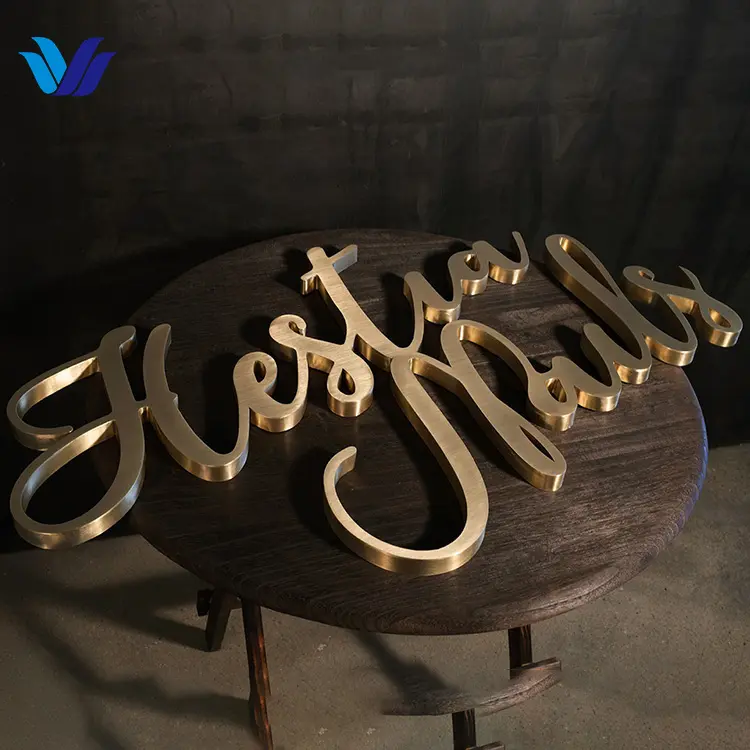 Hongsen fabricante de letras personalizado 3d, letras de decoração de metal de aço inoxidável sólido