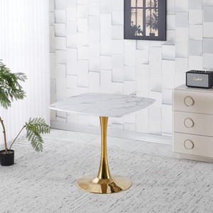 Square Dining <b>Table</b> Marble Top Golden Metal Frame Modern Design Home Furniture 2-4 Persons <b>Small</b> Space Apartment - Product Image 1