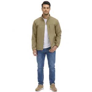 Men <b>Canvas</b> Softshell Jacket Wholesale OEM Bulk Breathable Waterproof Windproof Sportswear Windbreaker Stand Hooded Vintage - Product Image 1