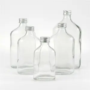 100 ml200m250ml350ml Glasflaschen-Schnaps flasche mit schwarzen Kappen