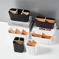 Boîte de rangement de bureau moderne en PP pour papeterie, télécommandes, articles divers et pinceaux cosmétiques
