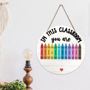 Señalización de madera para el aula, decoraciones para la puerta principal, letreros redondos de madera, placas para puertas y decoraciones para el regreso a clases están disponibles. - Product Image 3
