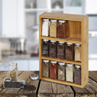 Étagère à épices murale en bambou à 3 niveaux, pliable et peu encombrante, pour herbes et épices – Vente chaude en gros
