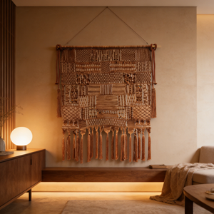 Tapisserie murale en macramé à franges rétro élégante, décorations pour une maison confortable - Product Image 3