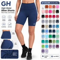 Shorts de sport pour femme GH avec logo personnalisé, taille haute, fermeture à cordon, sensation seconde peau, coupe ajustée sur le devant, pour la gym et le yoga