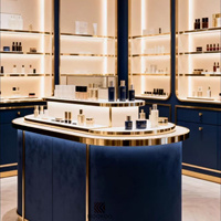 Vitrine de présentation de luxe sur mesure pour magasin de beauté - Unité de présentation en métal de haute qualité et verre transparent