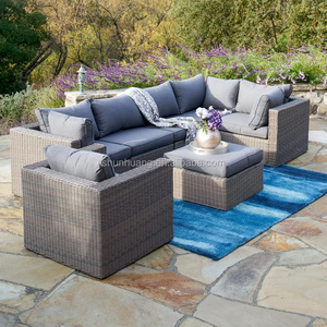 Promocional diseño moderno Patio PE ratán jardín sofá seccional muebles al aire libre 5 uds mimbre esquina <span class=keywords><strong>Modular</strong></span> sofá conjunto - Product Image 4