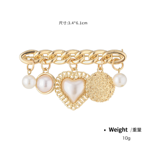 Bán Sỉ Trâm Cài Hình Trái Tim Ngọc Trai Thập Niên 90 Cổ Điển Cổ Điển Thu Đông Trâm Cài Hình Trái Tim Tình Yêu Mặt Dây Chuyền Cuba Vàng 18K - Product Image 5