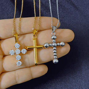 Kalung Salib Cz Pria, Liontin Manik-manik Salib Katolik Stainless Steel Perhiasan Liontin Kalung Doa - Product Image 5