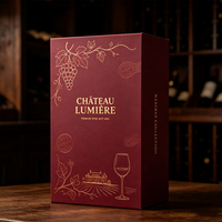 Boîte Cadeau Rigide de Luxe Personnalisée pour Vin, OEM ODM, Boîte en Carton Rigide avec Logo Personnalisé, Structure Durable pour Vin Rouge, Boissons, Aliments, Shopping