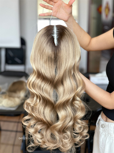 Prêt à expédier 5*5 Lace Front 8*8 Lace Toppers Perruque pré-plumée Humain Hair Mini Perruques Personnalisées Blonde Highlight Raw Hair Toppers - Product Image 2