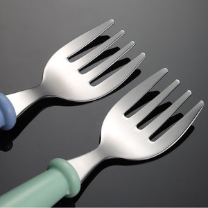 Reusable 304 Stainless Steel Baby Feeding Cutlery <strong>Set</strong> <strong>with</strong> Plastic <strong>Handle</strong> Spoon and Fork Kids <strong>Flatware</strong> Tableware <strong>Set</strong> - Product Image 5