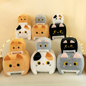 Peluche chat cube carré en gros, adorable coussin en forme de bloc, animal en peluche moelleux pour décoration de canapé, cadeau de fêtes - Product Image 2