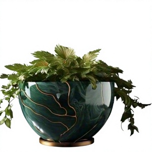 Jardinière de style américain moderne de luxe avec motif marbré, finition durable, décoration de plantes d'intérieur - Product Image 1