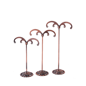 Customized T Stands Shaped 4 Holes Metal 3-piece Suit Jewelry Display Cabinet Showcase Stone Display Earrings Display