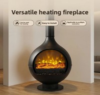 Cheminée électrique LED 3D réaliste personnalisée avec télécommande, thermostat intelligent réglable, économe en énergie, version anglaise