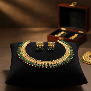 Collier ras du cou en pierre de poterie plaqué or 10581055GR Parure de bijoux fins exquis - Product Image 3