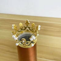 Mini gobelets à vin en métal de 6oz avec perle or et argent couronne Toppers accessoires de verres pour décor de bar couvercle de couronne élégant