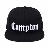 Casquette six panneaux style gothique Compton, broderie personnalisée, visière plate, casquettes de baseball snapback, chapeaux streetwear, 4 couleurs, vente en gros OEM ODM