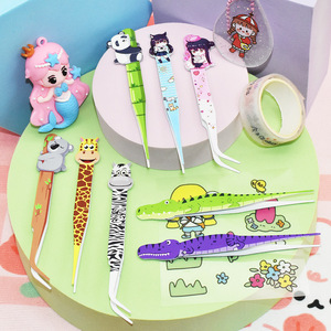 Cartoon Tweezers Blunt Tip 100mm For Diy Crafts Journaling <b>Tools</b> Elbow Shape <b>Smooth</b> Surface Home Use - Product Image 4