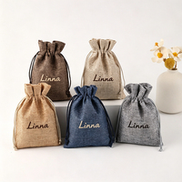 Sac de rangement en lin écologique avec cordon de serrage, sachet à bijoux, logo personnalisé, taille et design sur mesure, recyclable pour l'emballage cadeau