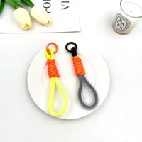Lanière de poignet en polyester fluorescent tressé OEM avec boucle de sécurité, lanière courte en paracorde pour porte-clés
