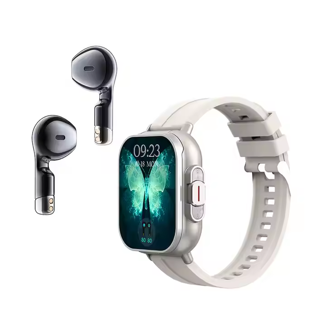 2025 New Fashion Silicone Strap 2 in 1 TWS Earbuds Smart Watch with BT Call/NFC/Heart Rate/Blood Pressure/Calories
