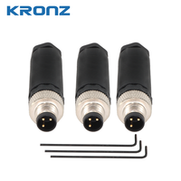 Connecteur d'Aviation Étanche KRONZ M8 3P 4P Mâle-Femelle IP67, Prise Circulaire pour Câble de Capteur, Blindage Métallique, Qualité Industrielle