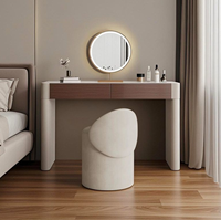 Ensemble coiffeuse moderne à LED avec miroir et cadre en cristal, bureau de toilette de luxe avec tabouret pour chambre à coucher