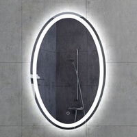 Miroir de courtoisie de salle de bain à LED ovale de style moderne sans cadre, anti-buée, rétroéclairé par capteur tactile, interrupteur mural pour miroir de bain