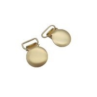 Vente en gros de clips à bretelles métalliques ronds de 15 mm et 20 mm, couleur or mat, clip pour sucette personnalisé pour bébé