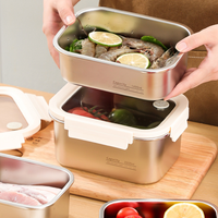 Boîtes alimentaires en acier inoxydable avec couvercle pour fruits frais, boîte repas cantine, boîte à bento, boîte à lunch personnalisée de qualité supérieure