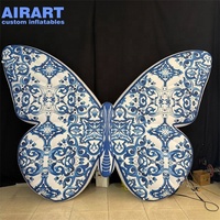 2.5m de large nouveau modèle décoration de fête papillon bleu gonflable, ballon d'ailes de papillon gonflable