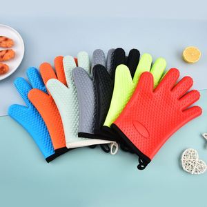 Gants en silicone résistants à la chaleur doublés de coton, à cinq doigts, en forme de cœur, imperméables, pour barbecue et four, pour la cuisine - Product Image 2