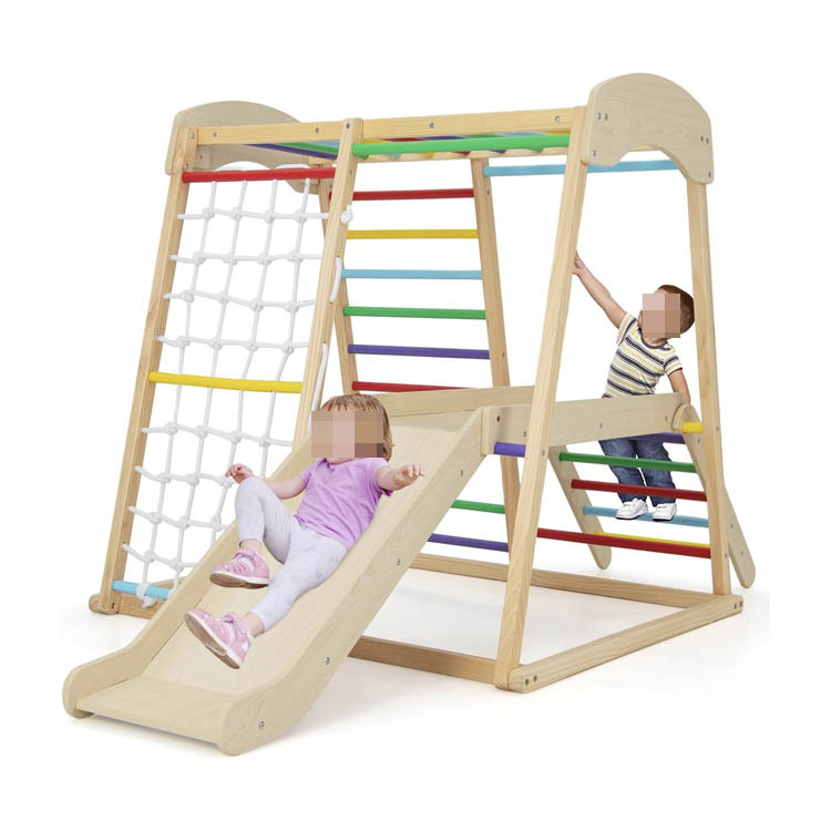 Wooden Rainbow Climbing Frame Indoor Playground