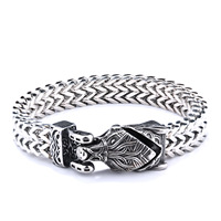 Serigala Viking gelang rantai baja tahan karat pria gaya Hip Hop perhiasan modis Kuba acara pernikahan grosir