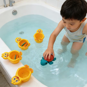 Jouet <span class=keywords><strong>d</strong></span>'éveil pour enfants : Tour de bain pliable en vinyle en forme de <span class=keywords><strong>tortue</strong></span>, 6 pièces, pour jouer à l'<span class=keywords><strong>eau</strong></span> dans la salle de bain - Product Image 2
