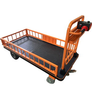 Carro de mano de plataforma de acero PU plegable de carga industrial de cuatro ruedas eléctrico de servicio pesado personalizable para uso en hoteles y aeropuertos - Product Image 1