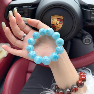 Pulsera de Larimar Natural Dominicano de Alta Calidad, con Textura Marina, Azul, con Cuentas de Larimar, Cristal Curativo, Joyería Feng Shui - Product Image 2