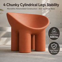 Fauteuil d'appoint moderne pour salon, chambre, hall d'hôtel, siège en plastique PE, design incurvé, couleur terre cuite