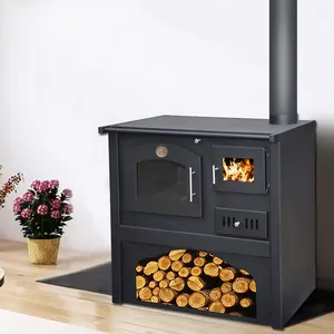 2024 Freestanding stove firewood stove cold rolled steel wood burning stove with oven for villa