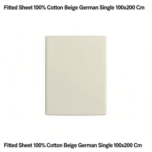 Drap-housse 100% coton beige allemand simple 100x200 cm - Product Image 3