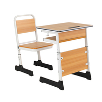 Ensemble Chaise et Bureau Scolaire en Bois Moderne Personnalisable avec Tiroir, Porte-Stylo, Crochets et Pieds Antidérapants – Conception Confortable pour Centres de Formation