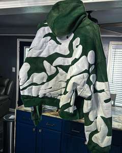 Yingling personnalisé surdimensionné sans cordes 3D bouffée impression Logo bord coupé Applique à capuche recadrée ourlet brut Streetwear à capuche - Product Image 1