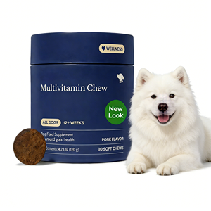 Multivitamínico Masticable Suave <span class=keywords><strong>para</strong></span> <span class=keywords><strong>Perros</strong></span> y Gatos con Aceite de Salmón, Glucosamina, Condroitina y Arándano <span class=keywords><strong>para</strong></span> la Salud de la Piel y las Articulaciones, y Apoyo Digestivo - Product Image 1