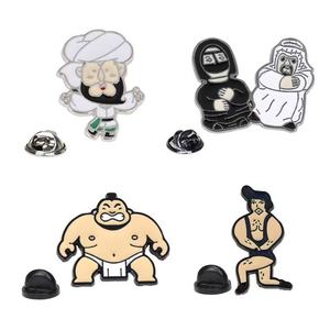 En gros, épingles en métal à l'effigie de personnages de dessins animés, badges amusants, broches décoratives, épingles émaillées <span class=keywords><strong>Sumo</strong></span> Fitness Man pour vêtements et sacs, en stock - Product Image 1