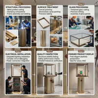 Maßgefertigte Luxus-Schmuckvitrine aus Edelstahl mit Sicherheitsglas und LED-Beleuchtung für Juweliergeschäfte und Einkaufszentren