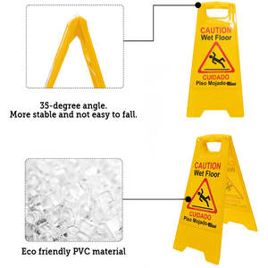 Plastik 24 inç çift taraflı sarı dikkat ıslak zemin yol iki dilli katlanabilir sağlam güvenlik uyarı işareti ticari NO.8203 için - Product Image 3